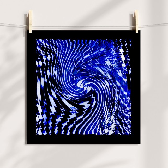 Blue Zebra Swirl Abstract Digital Art Poster (Blue Zebra Swirl Abstract Digital Art Poster)