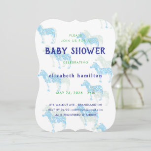 Blue Zebras Baby Shower Invitation