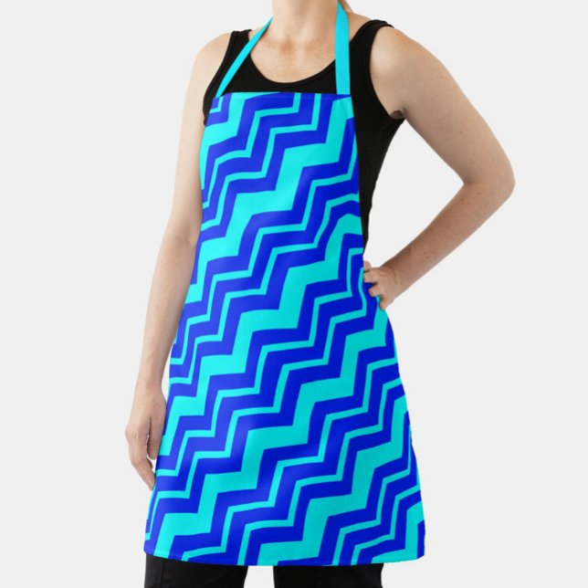 Blue Zig Zag Chevron Pattern Design  Apron (Creator Uploaded)