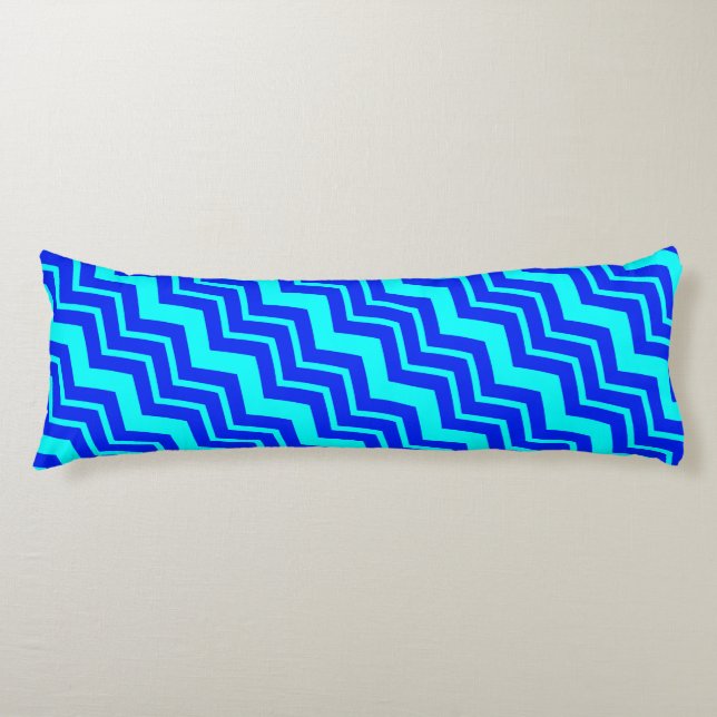 Blue Zig Zag Chevron Pattern Design  Body Cushion (Front)