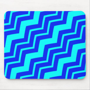Blue Zig Zag Chevron Pattern Design Mouse Pad