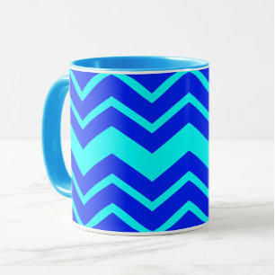 Blue Zig Zag Chevron Pattern Design Mug
