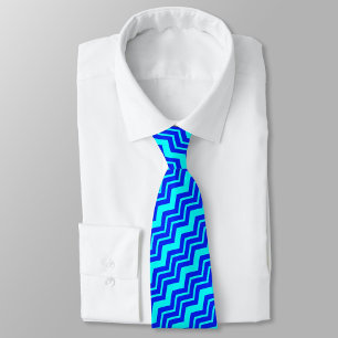 Blue Zig Zag Chevron Pattern Design  Tie