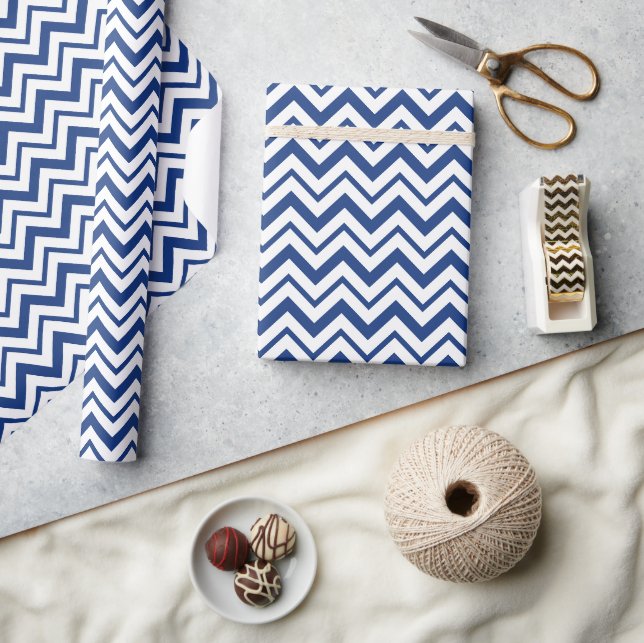 Blue Zig Zag Stripe Wrapping Paper (Crafts)