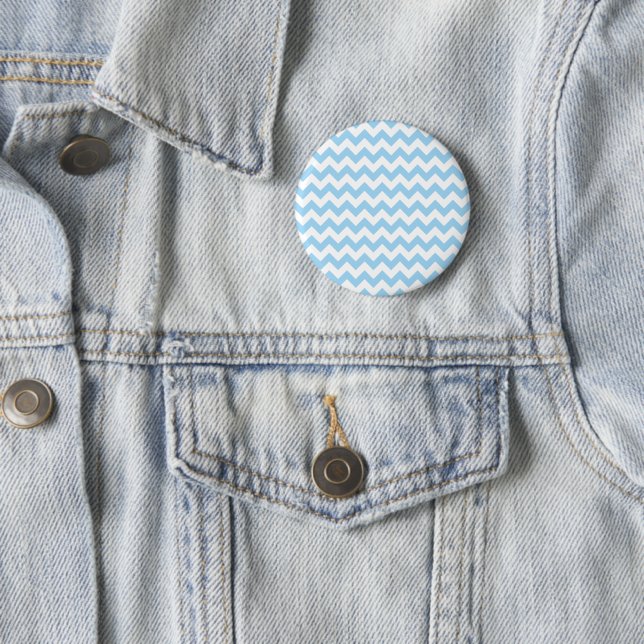 Blue Zigzag, Blue Chevron, Geometric Pattern 6 Cm Round Badge (In Situ)