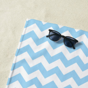 Blue Zigzag, Blue Chevron, Geometric Pattern Beach Towel