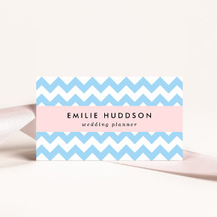 Blue Zigzag, Blue Chevron, Geometric Pattern Business Card