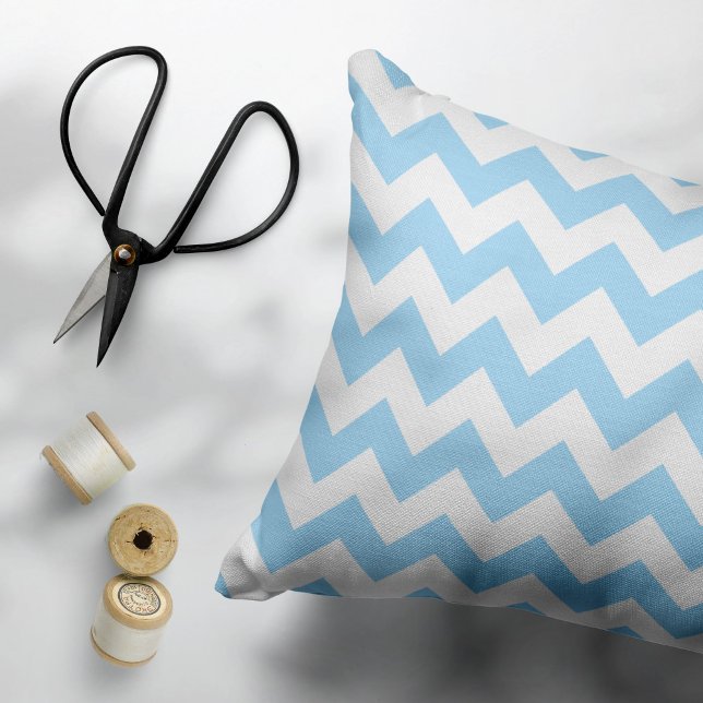 Blue Zigzag, Blue Chevron, Geometric Pattern Decorative Cushion (Creator Uploaded)