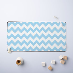 Blue Zigzag, Blue Chevron, Geometric Pattern Desk Mat