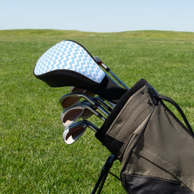 Blue Zigzag, Blue Chevron, Geometric Pattern Golf Head Cover (In Situ)