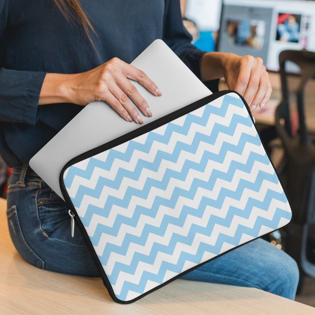 Blue Zigzag, Blue Chevron, Geometric Pattern Laptop Sleeve (Creator Uploaded)