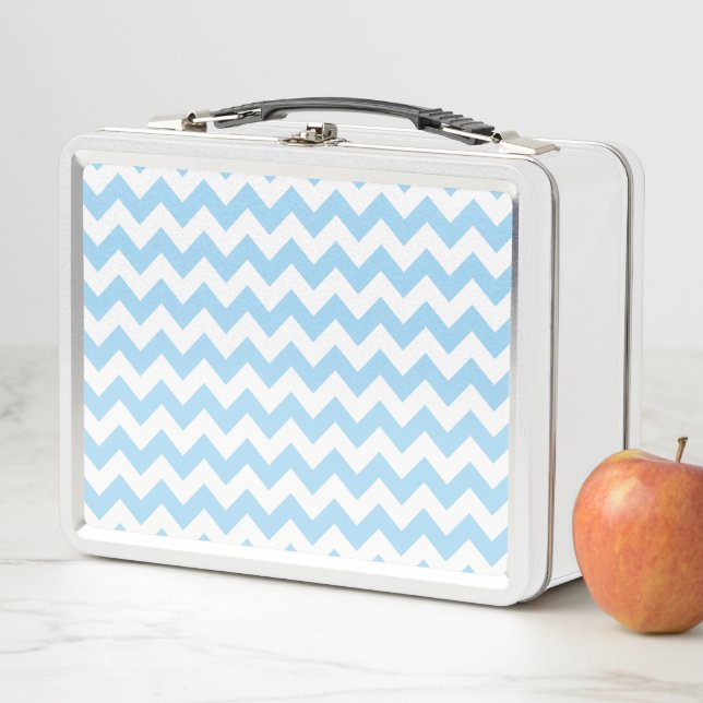 Blue Zigzag, Blue Chevron, Geometric Pattern Metal Lunch Box (In Situ)