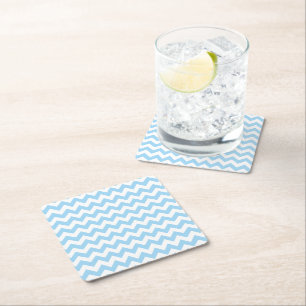 Blue Zigzag, Blue Chevron, Geometric Pattern Square Paper Coaster