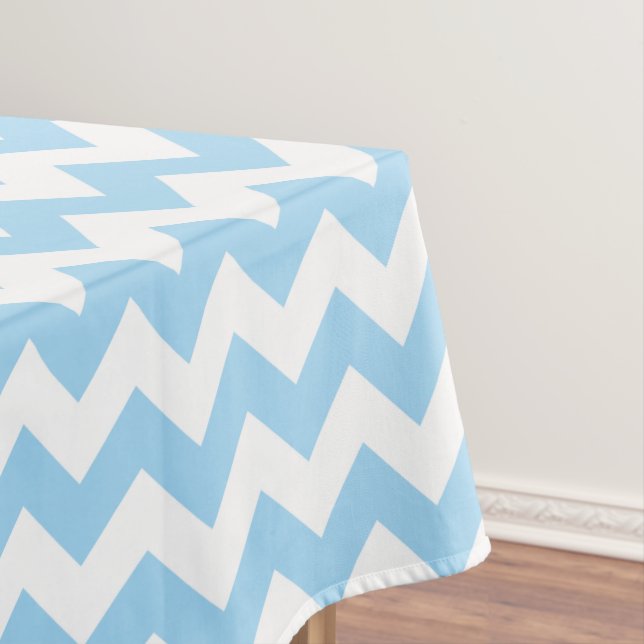 Blue Zigzag, Blue Chevron, Geometric Pattern Tablecloth (In Situ)