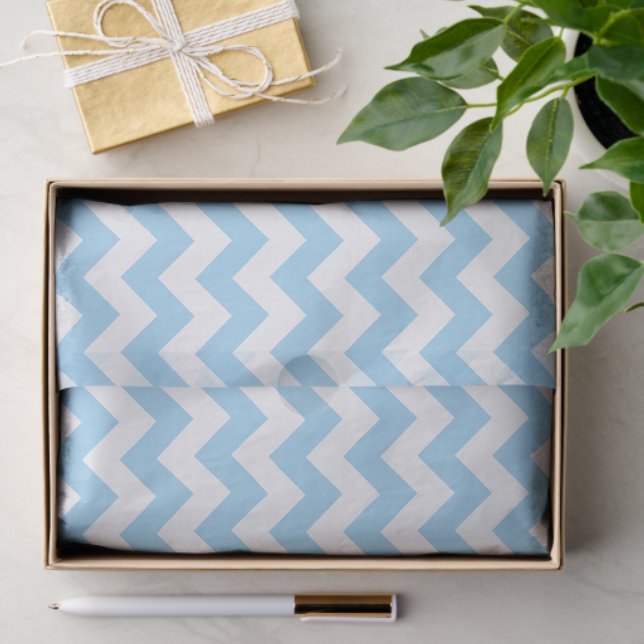 Blue Zigzag, Blue Chevron, Geometric Pattern Tissue Paper (Gift)