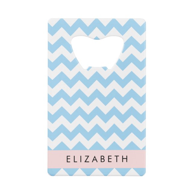Blue Zigzag, Blue Chevron, Wave Pattern, Your Name (Front)
