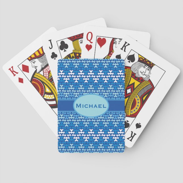 Blue Zigzag Playing Cards (Back)