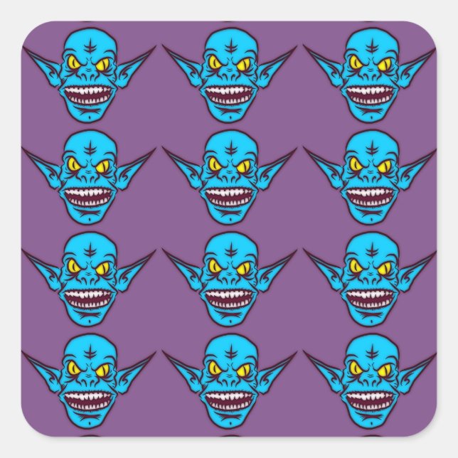 blue zombie troll demon stickers (Front)