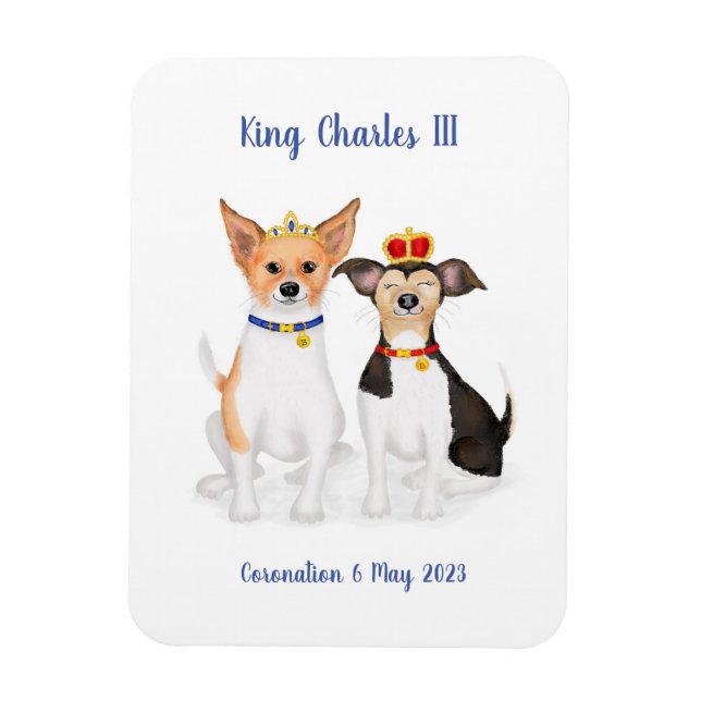 Bluebell & Beth Jack Russells Coronation magnet (Vertical)