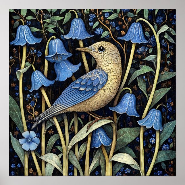 Bluebell Bird Painting Art Print (Front)