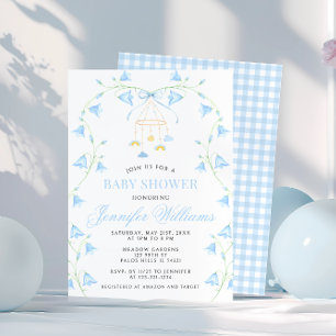 Bluebell Blue Spring Flower Baby Boy Shower Invitation