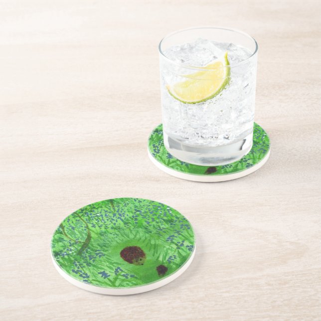Bluebell Hedgehogs Spring Woodland Coaster (Side)
