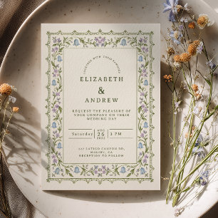 Bluebell Lavender Preppy Wedding Invitation