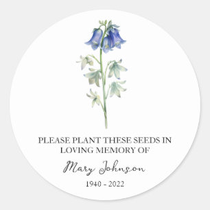 Bluebell Memorial Funeral Seed Packet Classic Round Sticker