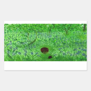 Bluebell Wood Hedgehogs Green Rectangular Sticker
