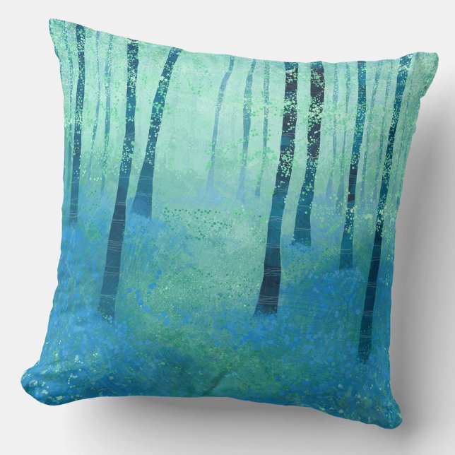 Bluebell Woodland Cushion (Bluebell woods landscape art throw pillow for forest lovers)
