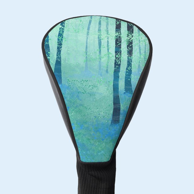 Bluebell Woodland Paiinting Golf Head Cover (Bluebell woodland landscape abstract forest painting art golf head cover)
