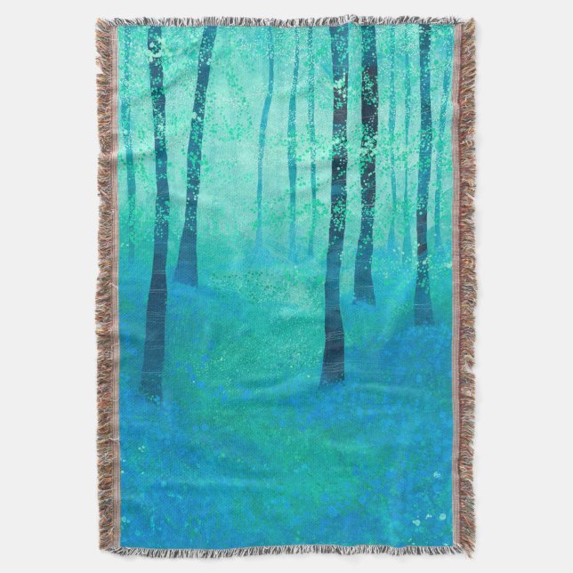 Bluebell Woodland Throw Blanket (Front Vertical)