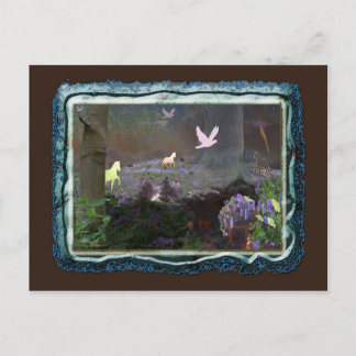 bluebellfield with unicorns postcard