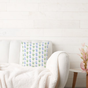 Bluebells and White Tulips Throw Pillow
