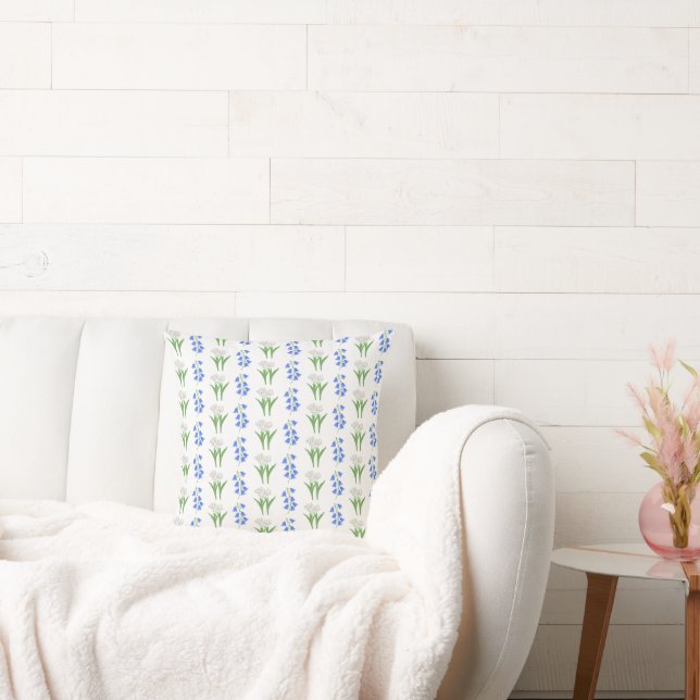 Bluebells and White Tulips Throw Pillow (Couch)