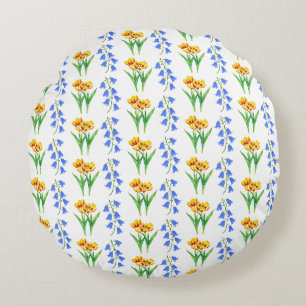 Bluebells and Yellow Tulips Accent Pillow