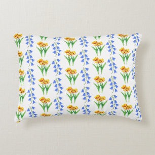 Bluebells and Yellow Tulips Accent Pillow