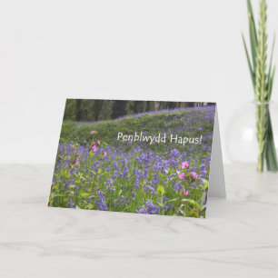 Bluebells Birthday Card - Welsh Greeting