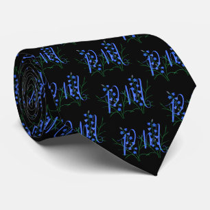 Bluebells Black Monogram Neck Tie