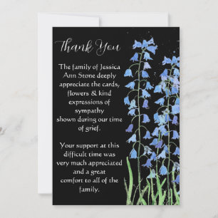 Bluebells Blue Floral Funeral Death Thank you  Invitation