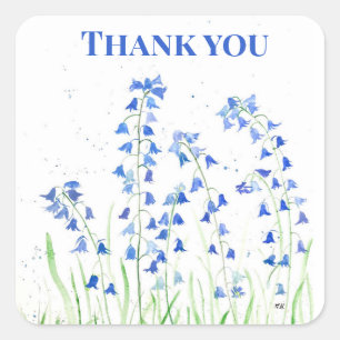 Bluebells Blue Floral Summer Wood botanical Square Sticker