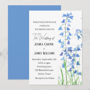 Bluebells Blue Floral Watercolor Spring Wedding Invitation