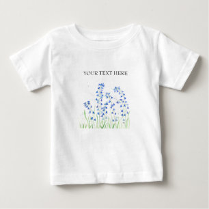 Bluebells blue flowers Add text watercolor pretty Baby T-Shirt