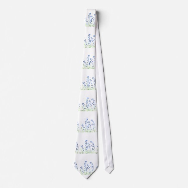 Bluebells blue flowers pattern floral watercolor  tie (Front)