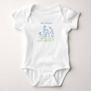 Bluebells blue flowers spring Watercolor Nature Baby Bodysuit