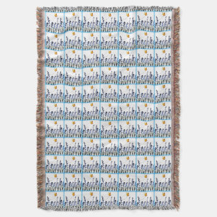 Bluebells Butterflies Floral Chequered Pattern Throw Blanket