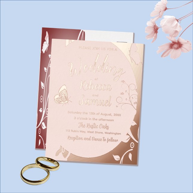 BLUEBELLS & BUTTERFLIES Foil Wedding Invitation (Creator Uploaded)