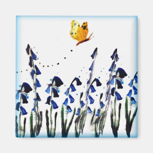 Bluebells Butterfly Floral Spring Magnet