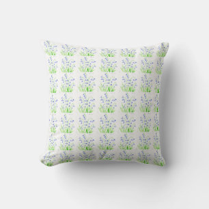 Bluebells floral watercolor purple nature flowers cushion