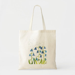 Bluebells flowers nature watercolor tote bag